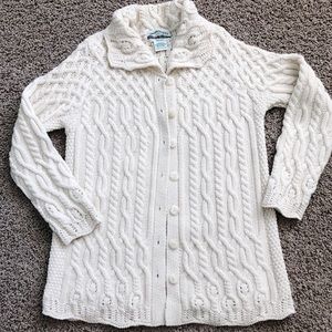 Aran Crafts 100% Merino Wool Cable Cardigan